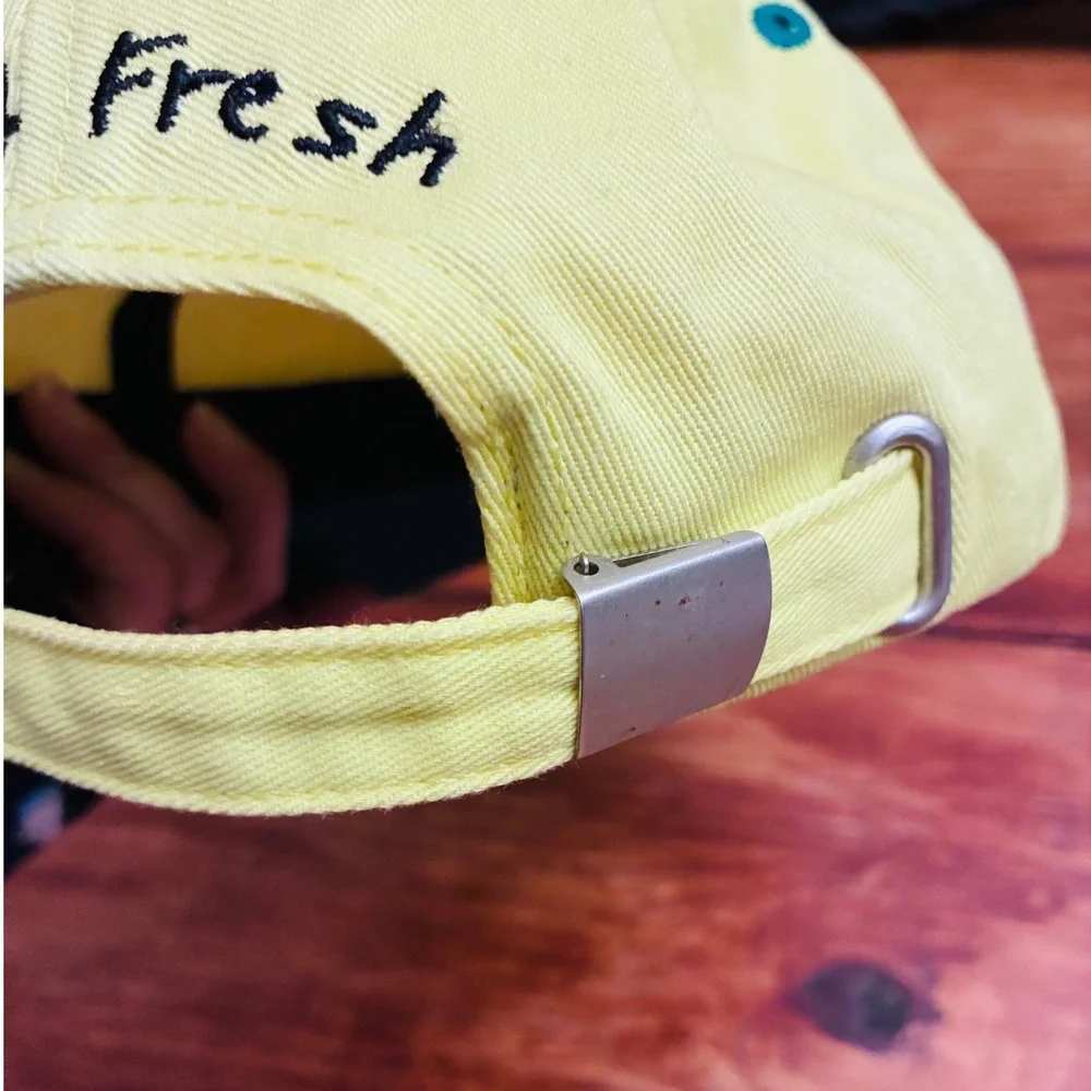 Teddy Fresh Teddy Bear Embroidered Baseball Cap Yellow‎ Teal Adjustable Strap